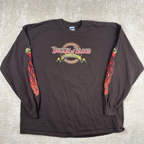 Bucket of Blood Saloon 3XL Long Sleeve Shirt Harley Davidson Biker 1876 Nevada - Picture 5 of 14